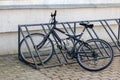 Bicycle in the bicycle parking lot closeup