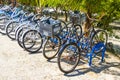 Bicycle Bicycles bike bikes parked at the beach entrance Mexico