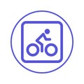 Bicycle. Bike, Cycling circular line icon. Round sign. Flat style vector symbol. Royalty Free Stock Photo