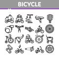 Bicycle Bike Details Collection Icons Set Vector Royalty Free Stock Photo