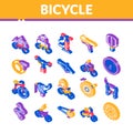 Bicycle Bike Details Isometric Icons Set Vector Royalty Free Stock Photo