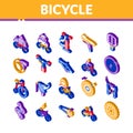 Bicycle Bike Details Isometric Icons Set Vector Royalty Free Stock Photo