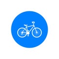 Bicycle. Bike icon vector. Cycling concept. Bike sign on blue circle Isolated on white background Royalty Free Stock Photo