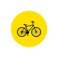 Bicycle. Bike icon vector. Bike sign on yellow circle Isolated on white background Royalty Free Stock Photo