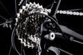 Bicycle bike rear derailleur gear casette chain detail black dar Royalty Free Stock Photo