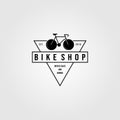 Bicycle bike shop logo triangle minimalist vintage vector icon design illustration