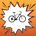 Bicycle, Bike sign. Vector. Comics style icon on pop-art background.. Illustration.