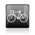 bicycle black square web glossy icon Royalty Free Stock Photo