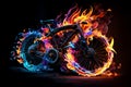 Bicycle with burning wheels. Royalty Free Stock Photo