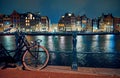 Amsterdam at night, the Netherlands Royalty Free Stock Photo