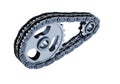 Bicycle chain closeup on white background. 3d illustrat Royalty Free Stock Photo