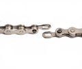 bicycle chain disconnected at the chain master link (connector pin) isolated on white background Royalty Free Stock Photo