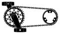 Bicycle chain drive. Gear mechanism with sprocket wheel and bicycle drive belts, urban transport pedal gearshift