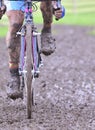 Bicycle chain with mud in a race