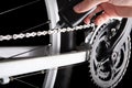 Bicycle chain oiling Royalty Free Stock Photo