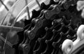 Bicycle chain system closeup Royalty Free Stock Photo