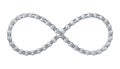 Bicycle chain twisted like Infinity sign. Realistic vector illustration