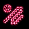 bicycle chane repair and shortening neon glow icon illustration