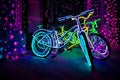 Bicycle in christmas celebration lighting night background city Royalty Free Stock Photo