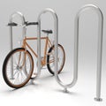 Bicycle city Parking in the shape of a curved snake pipe. 3D render Royalty Free Stock Photo