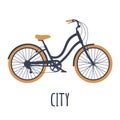 Bicycle city. Simple cartoon style icon. Vector black and orange illustration