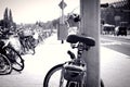 Bicycle CloseUp, High BlackWhite Contrast, Saddle Detail, Street Shot