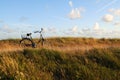 Bicycle on a coastal boardwalk