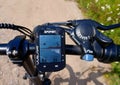 A bicycle computer for a bicycle. Details and close-up of a bicycle computer Royalty Free Stock Photo