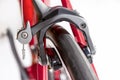 Bicycle Concept. Closeup of the Professional Front Brakes. Royalty Free Stock Photo