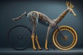 Bicycle concept design with the frame design inspired by a girrafe body. Generative AI