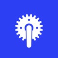 Bicycle crank icon on blue
