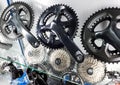 Bicycle crank and rear cassette Royalty Free Stock Photo