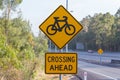 Bicycle crossing ahead. Royalty Free Stock Photo