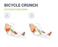 Bicycle Crunch Abs with Resistance Band Girls Abdominal Home Workout Exercise Colorful Concept Royalty Free Stock Photo