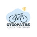 Bicycle cycling club logo. Bike riding community design. Vector illustration