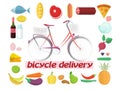 Bicycle delivery of fruits, vegetables, products, bicycle.