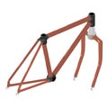 Bicycle detail icon isometric vector. Brown bicycle frame and suspension fork