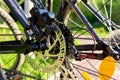 Bicycle disc brakes close up selective focus Royalty Free Stock Photo