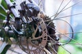 Bicycle disc brakes close up selective focus Royalty Free Stock Photo