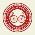 Bicycle emblem shop with mechanical service