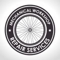 Bicycle emblem to mechanical shop repair