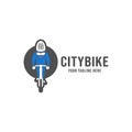 Bicycle enthusiast community logo, bicycle cyclist cycling riding logo icon illustration with bike rider