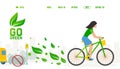 Bicycle environment friendly transport, website design, people vector illustration