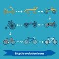Bicycle evolution icons flat Royalty Free Stock Photo