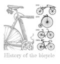 Bicycle evolution set Royalty Free Stock Photo