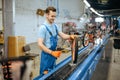 Bicycle factory, assembly line, chain installation