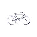 Bicycle fixie outline drawing icon, side view, vector illustration