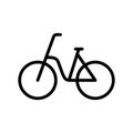 Bicycle flat line icon. Vector outline illustration of  Urban transportation, bike sharing, bicycle fitness. Black color thin Royalty Free Stock Photo