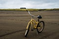 A Bicycle In Front Of A Grassy Green Hills With A Lonely House On Top During A Stormy Evening In Long Beach Washington Royalty Free Stock Photo