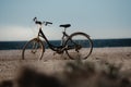 Bicycle in front of the sea, old style Royalty Free Stock Photo